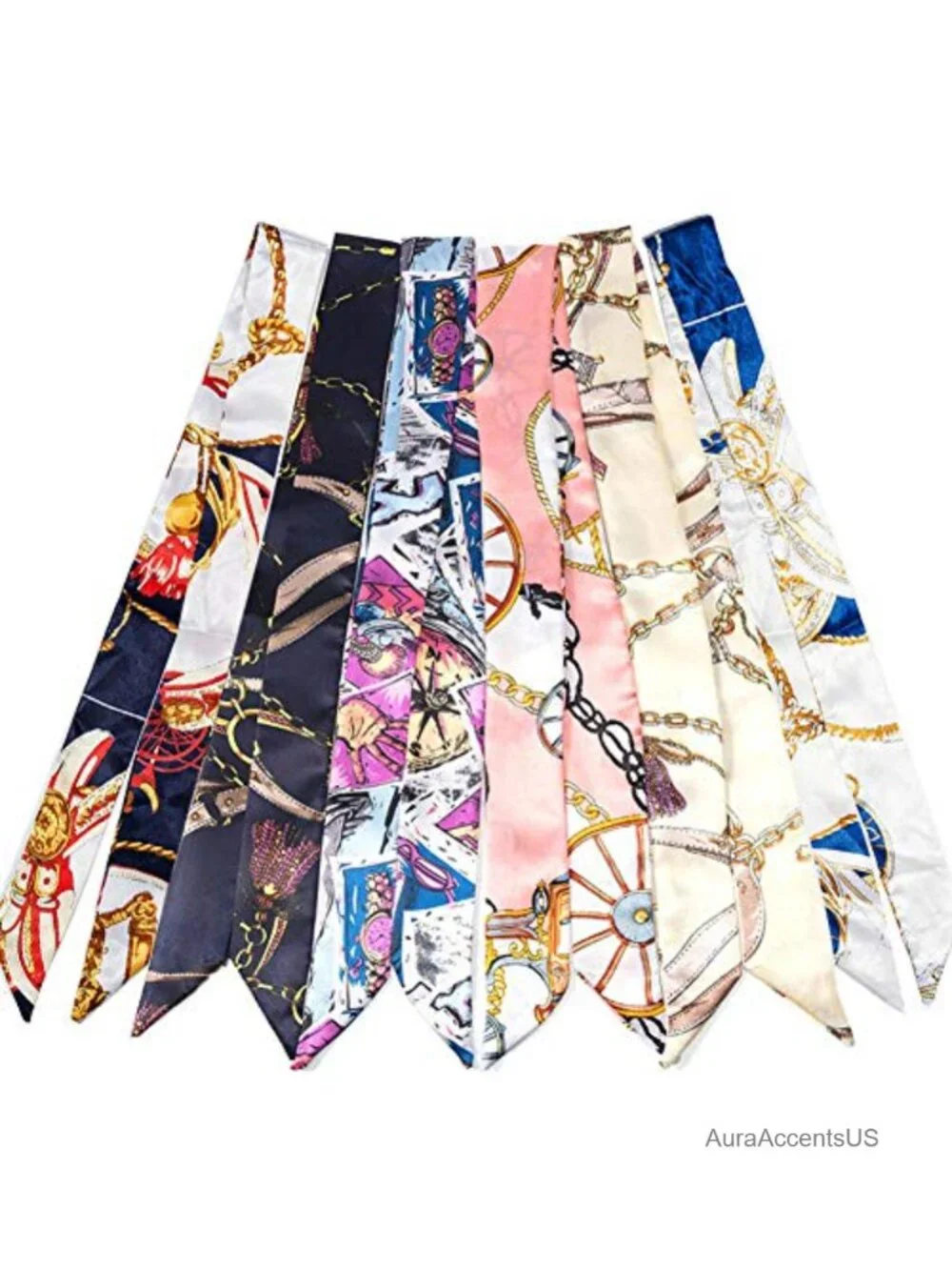 Multipurpose Imitation Silk Fashion Scarf for Neck Hair Handbag Decoration